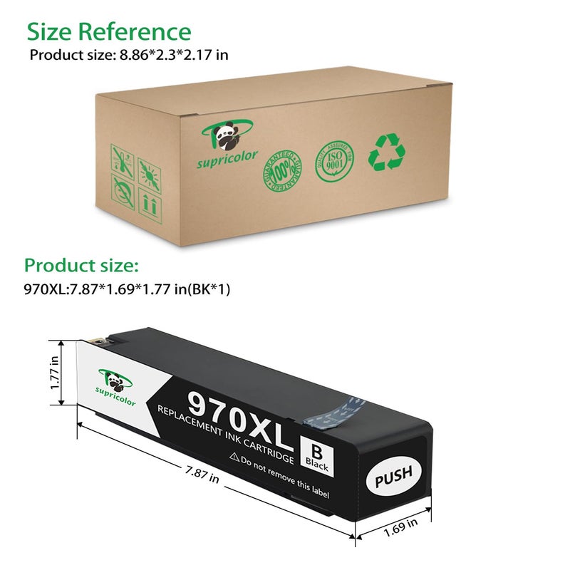 Supricolor Replacement 970xl Black Ink Cartirdges, 970 970 XL Ink Compatible Officejet Pro X576dw X476dw X476dn X451dn X451dw - Image 3